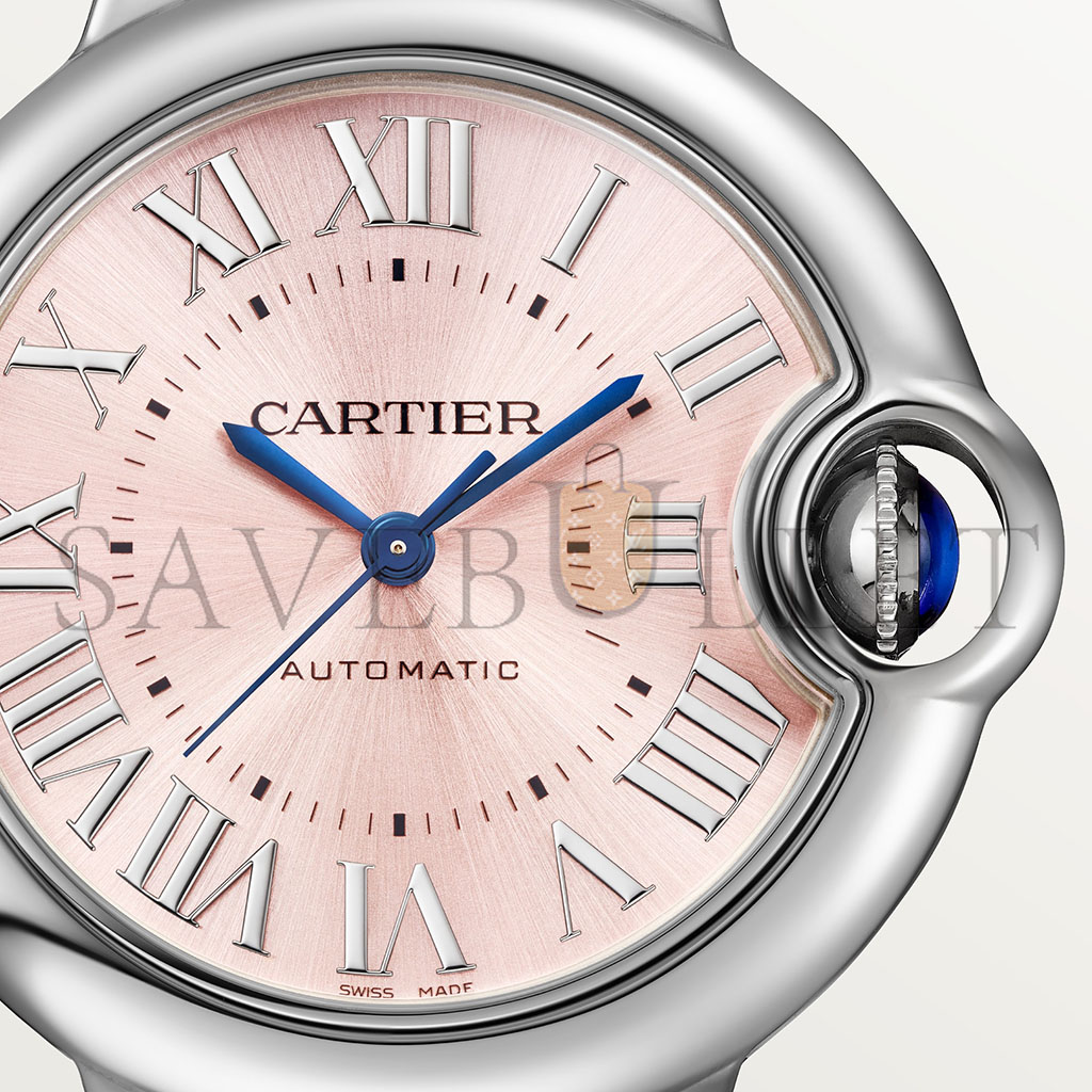 ca*t*er ballon bleu de watch 28 mm steel Di*m*nd case Di*m*nd bezel pink dial w6920038